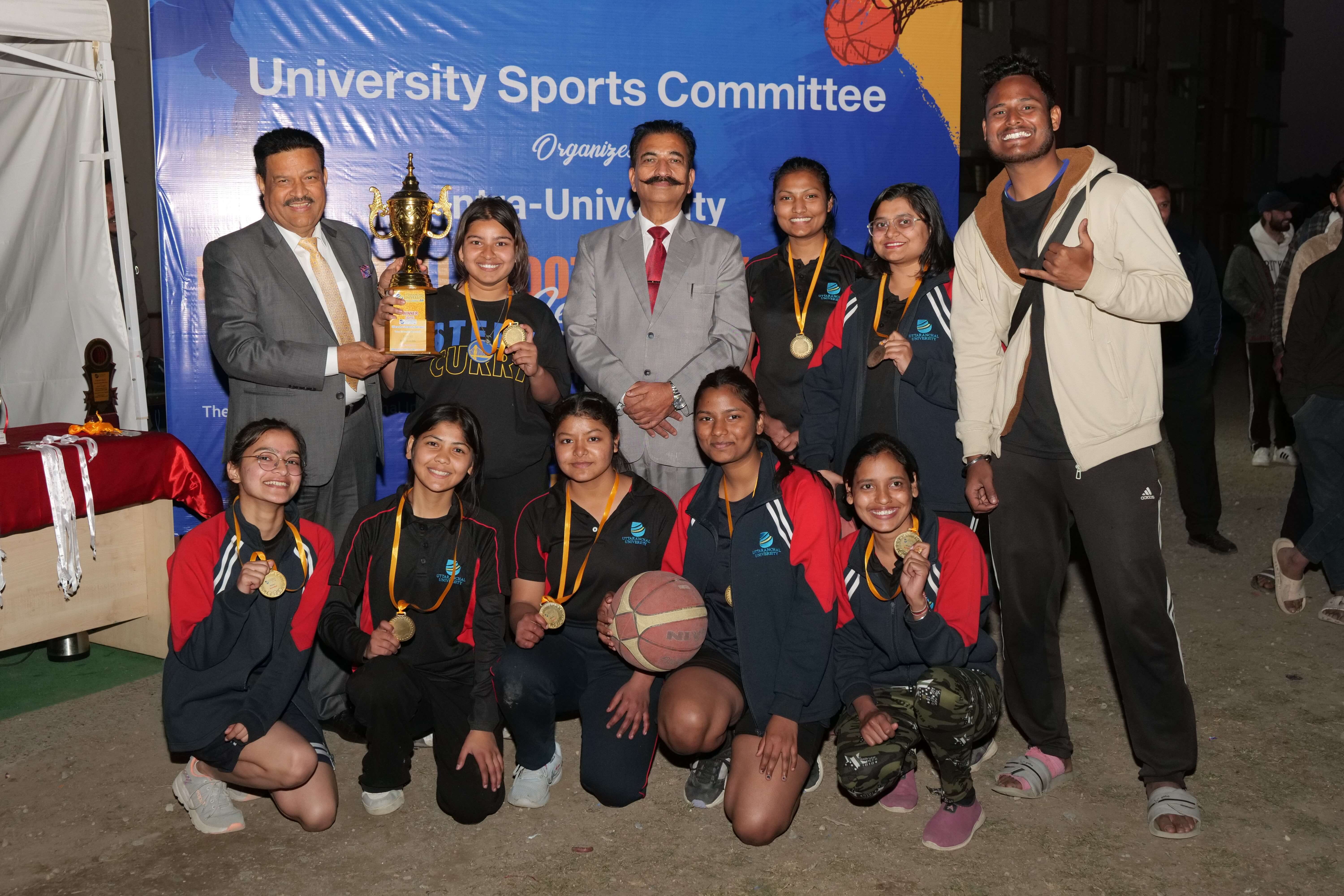 University Sports Committee, Uttaranchal University in collaboration with the Sports Club of Uttaranchal Institute of Management organized Intra- colleges Basketball Tournament
