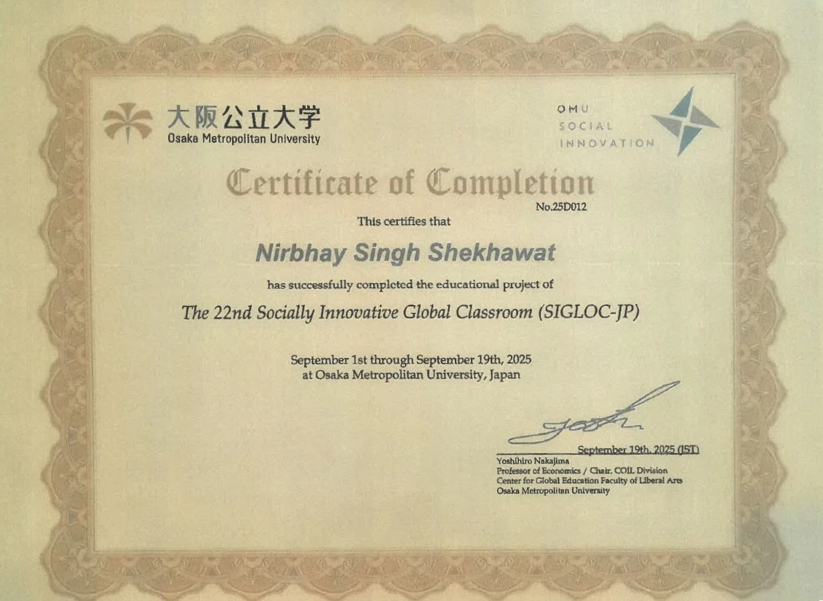 SIGLOC-JP Certificate